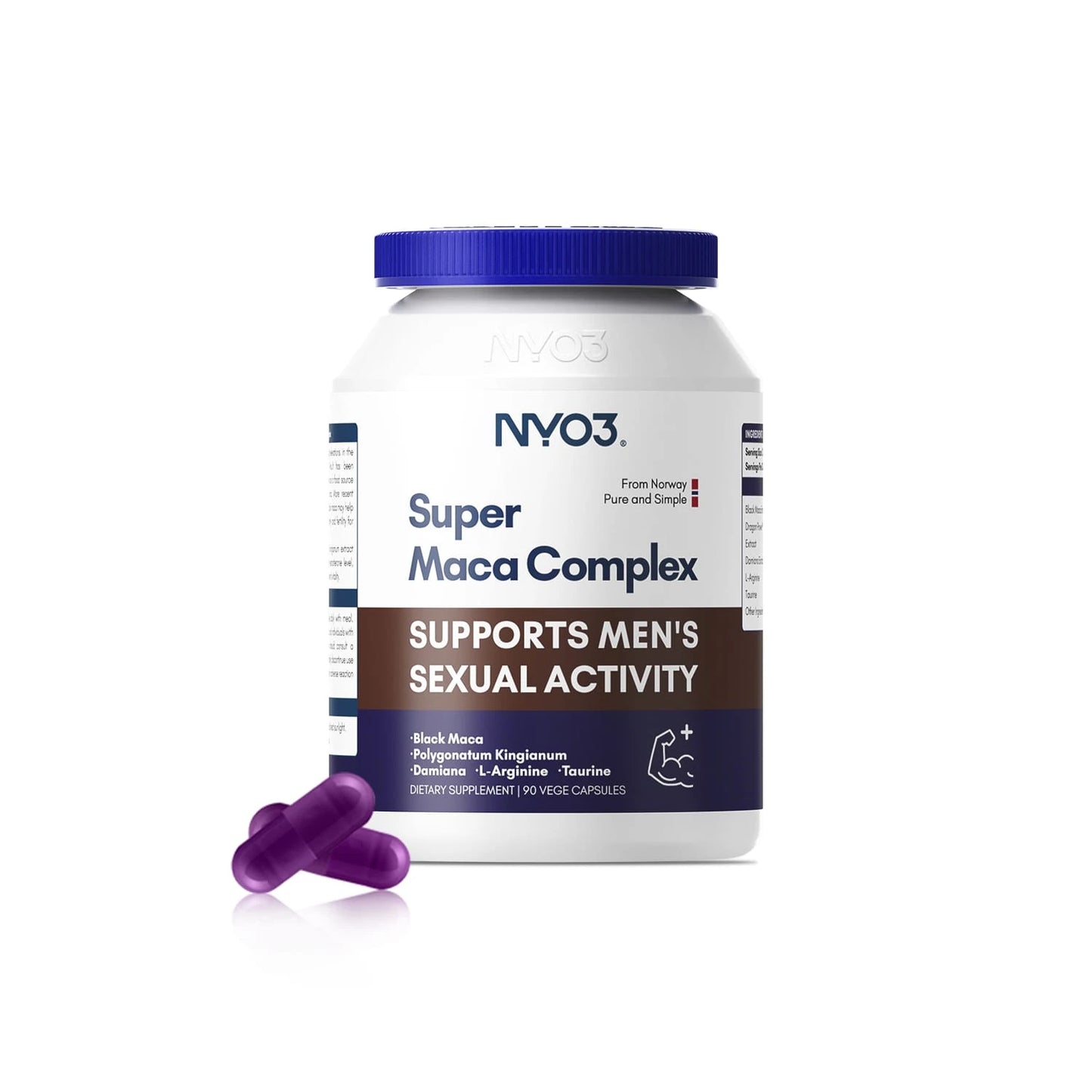 NYO3® Organic Black Maca Root Vegan Capsules 90 Ct(Buy More, Save More)
