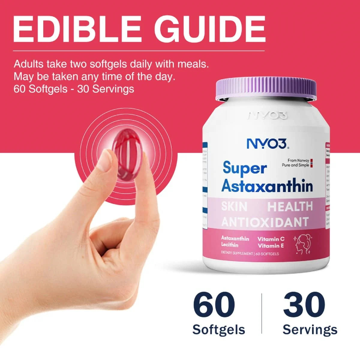 NYO3® Super Astaxanthin Softgels 500mg(Buy More, Save More)