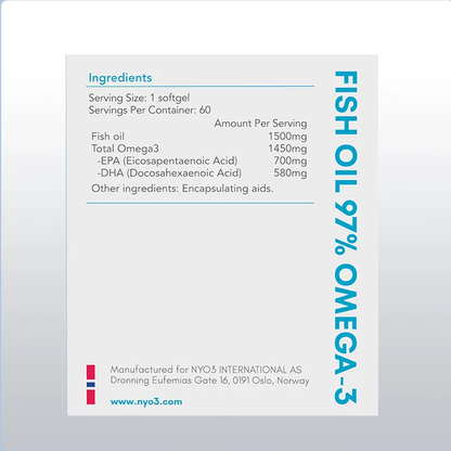 NYO3® 97% Omega 3 Fish Oil Softgels, 60ct.(buy more, save more)